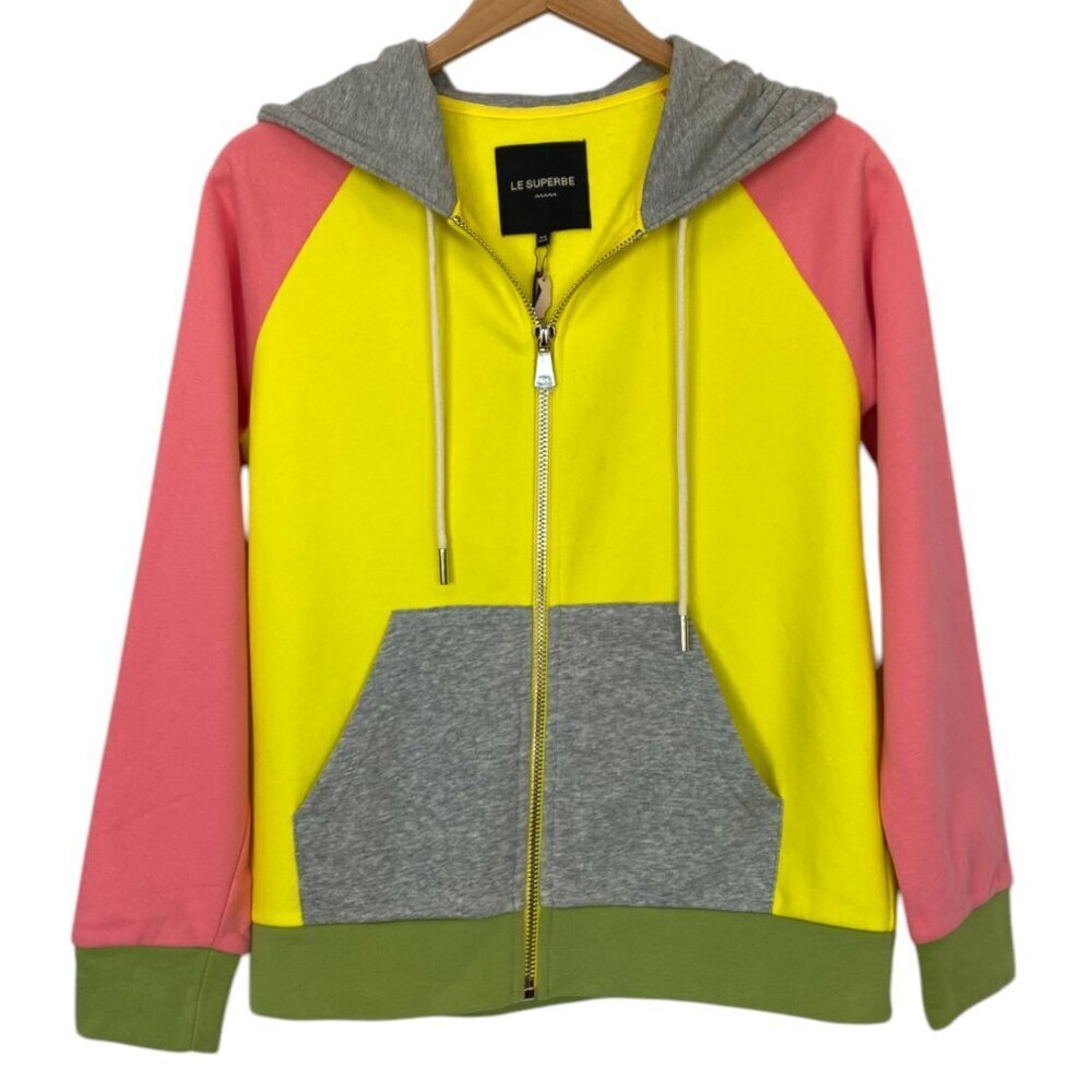 Le Superbe Freestyle Zip Up Hoodie Size Medium NWT Colorblock Multicolor